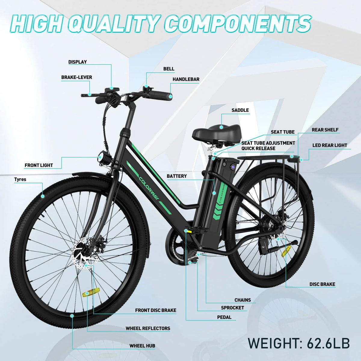 Electric Bike 500W Motor 36V 12AH Removable Battery R232