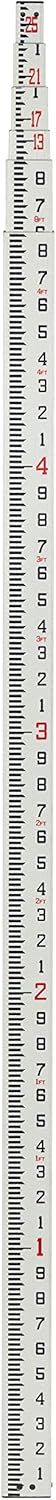 25-Foot Fiberglass Rectangular Leveling Rods, 4 Section Telescopic with Carrying Case W4088