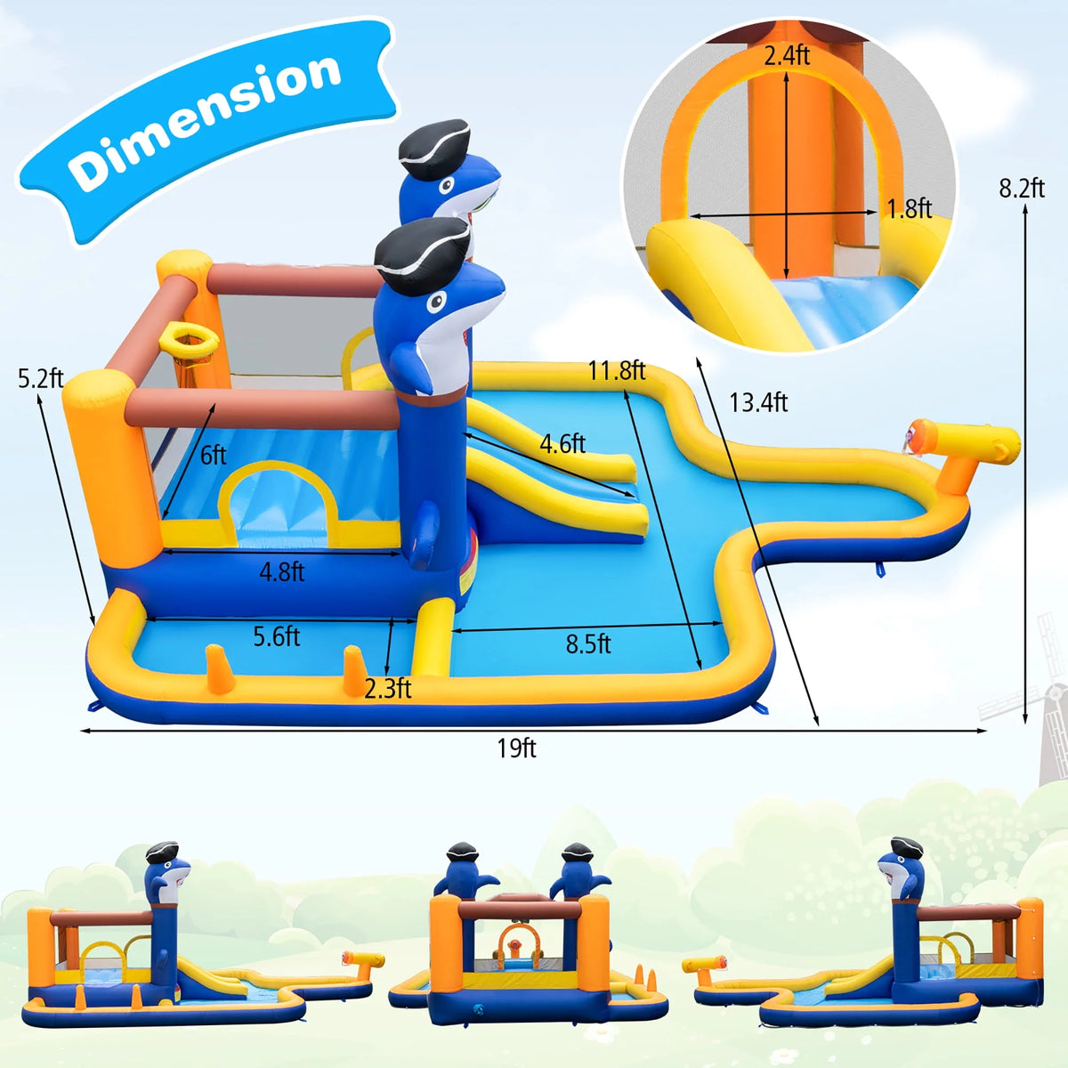 Inflatable Water Slide Park Bounce House Splash Pool V1561
