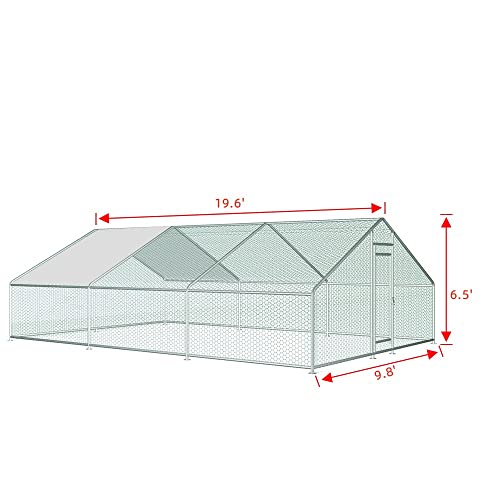Extra Large Metal Walk-in Chicken Coop with Waterproof Cover J9571