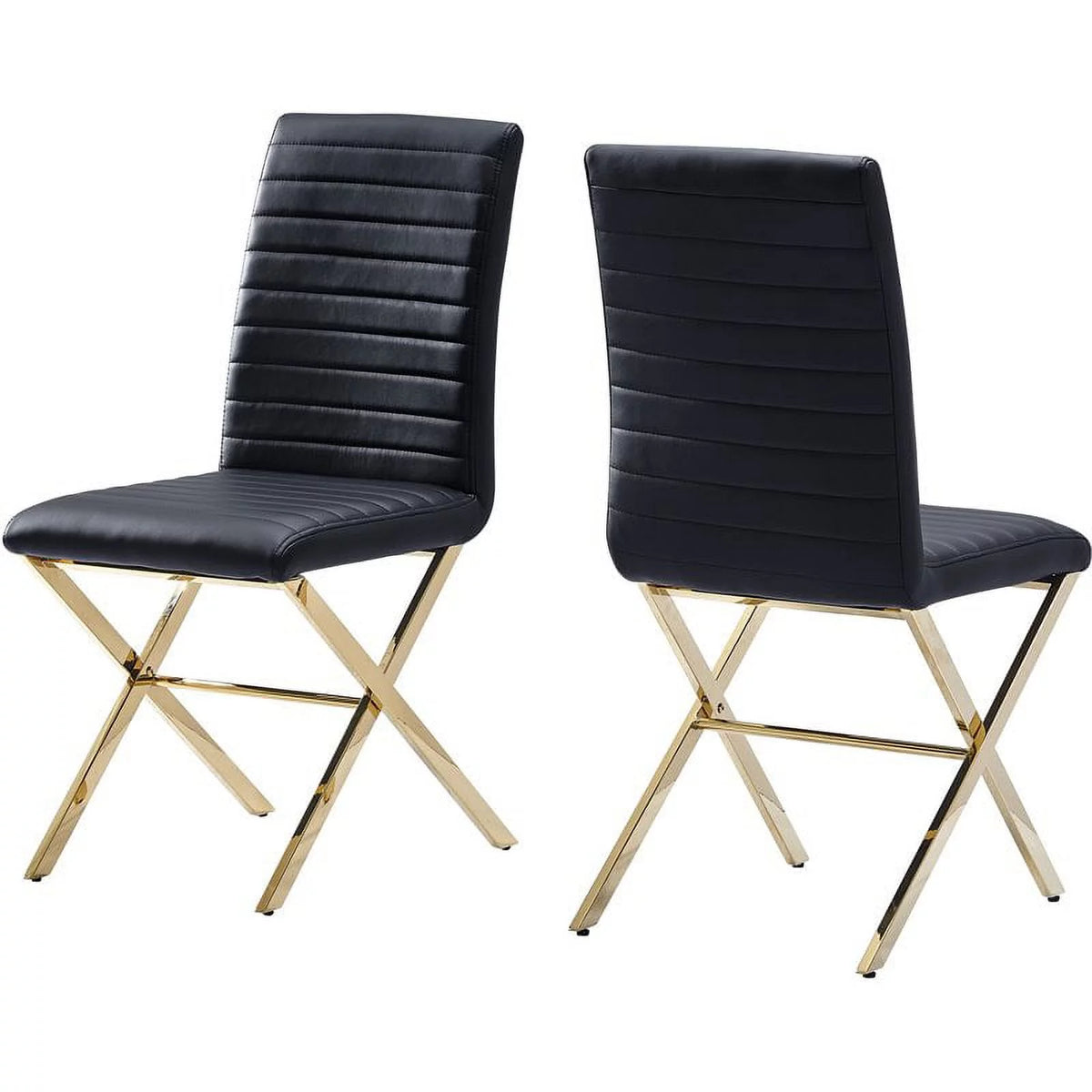 Black Faux Leather Dining Chair Set of 2 S935