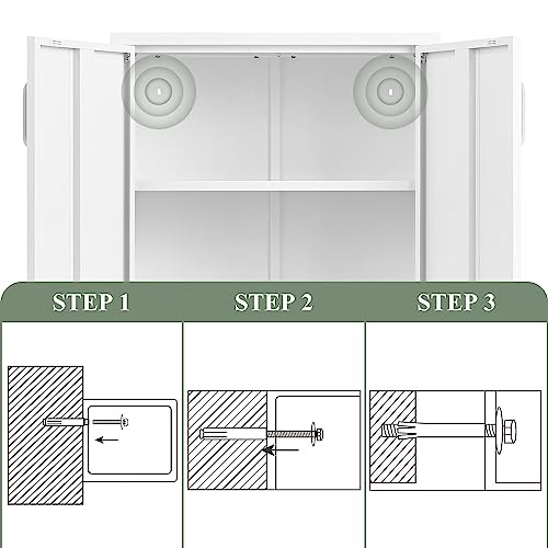 White Metal Storage Cabinet with 2 Doors and 2 Adjustable Shelves Y60187