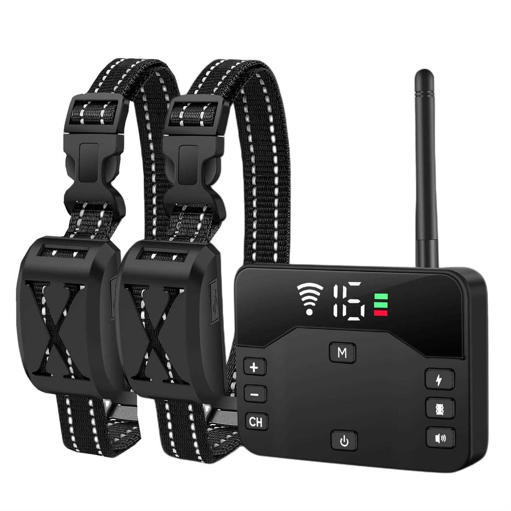 Wireless Dog Fence Electric Fence for 2 Dogs Training Collar Remote 2-in-1 Wireless Pet Containment System W492163