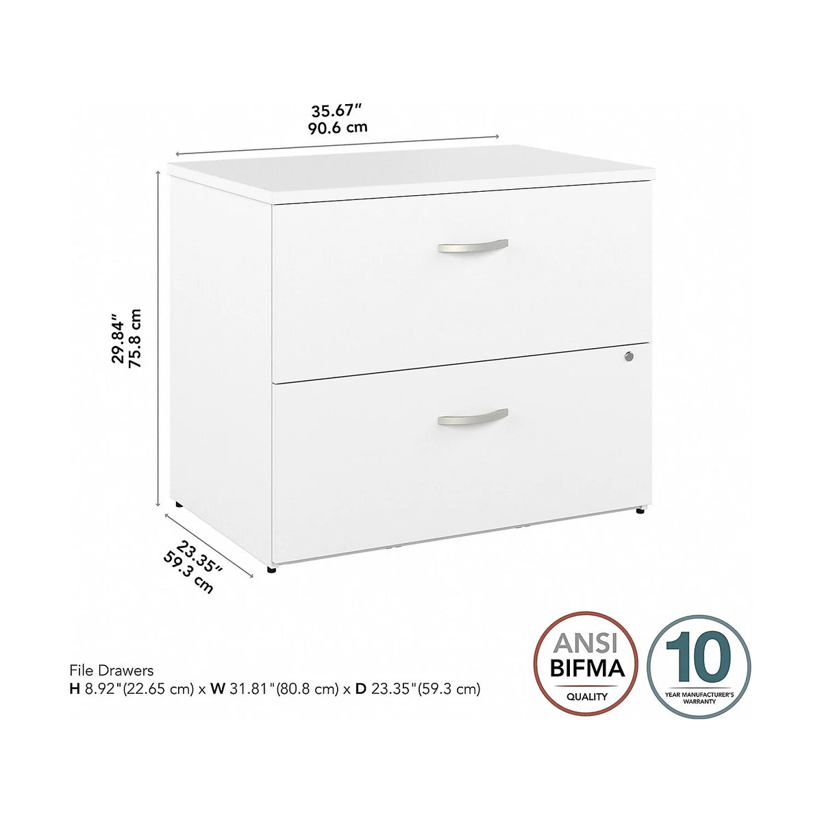 White 2 Drawer Lateral File Cabinet Z714