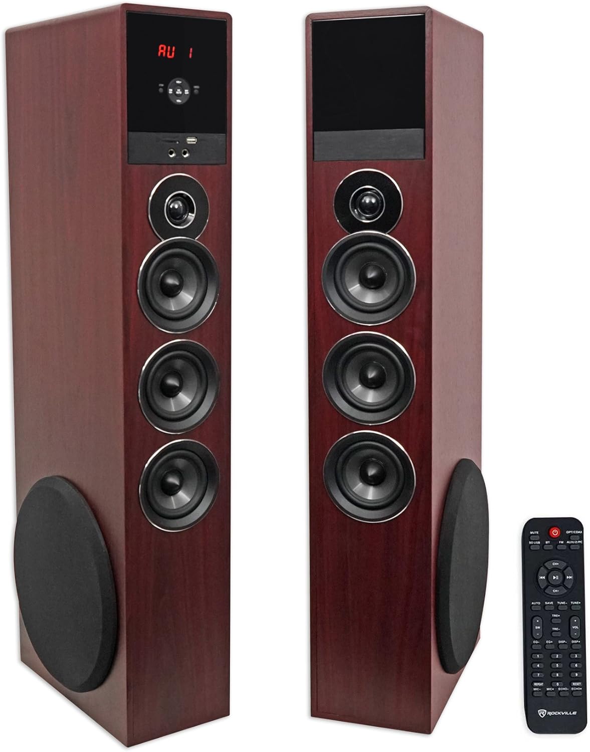 Cherry Powered Home Theater Tower Speakers 8" Sub K504
