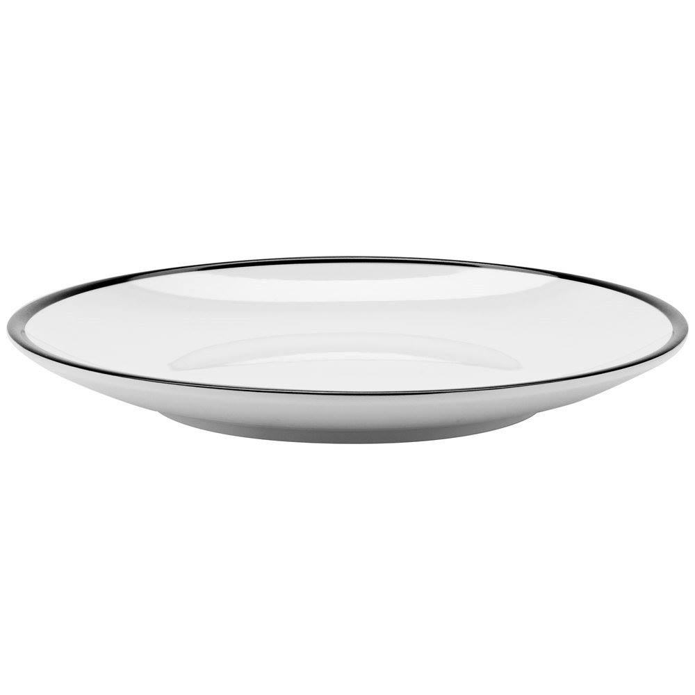 White with Black Trim Round Melamine Coupe Plate T327