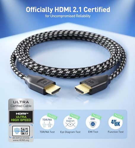 White Braided 8K HDMI Cable 13.1 ft H54887