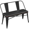 Black Metal Dining Bench with Upholstered Seat V412