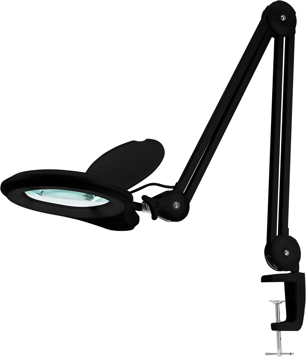 Black 5 Inches Diameter Lens LED Magnifying Lamp with Clamp X484