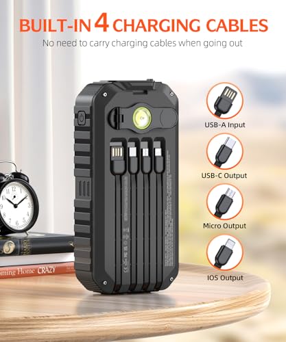 40000mAh Solar Power Bank with 4 Cables and Hand Crank C498795