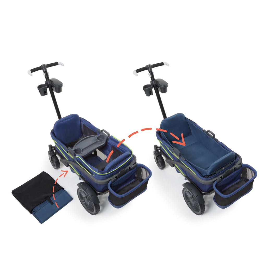 2-Seater Wagon Stroller with Rugged Wheels and Removable Canopy G221