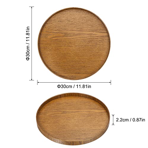 Brown 8 Inch Round Wood Serving Tray J40181