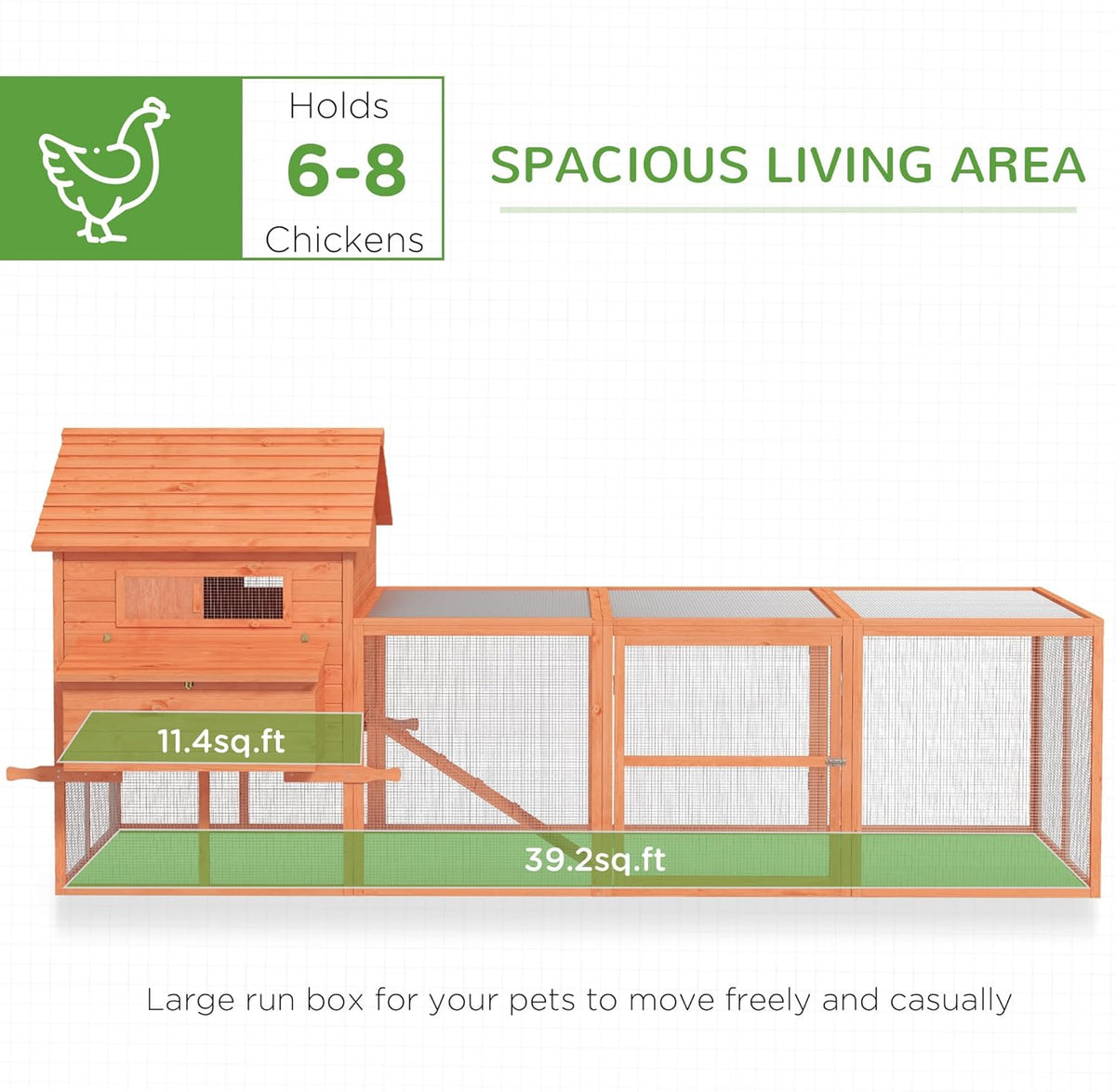 Large Wooden Chicken Coop with Run G642890