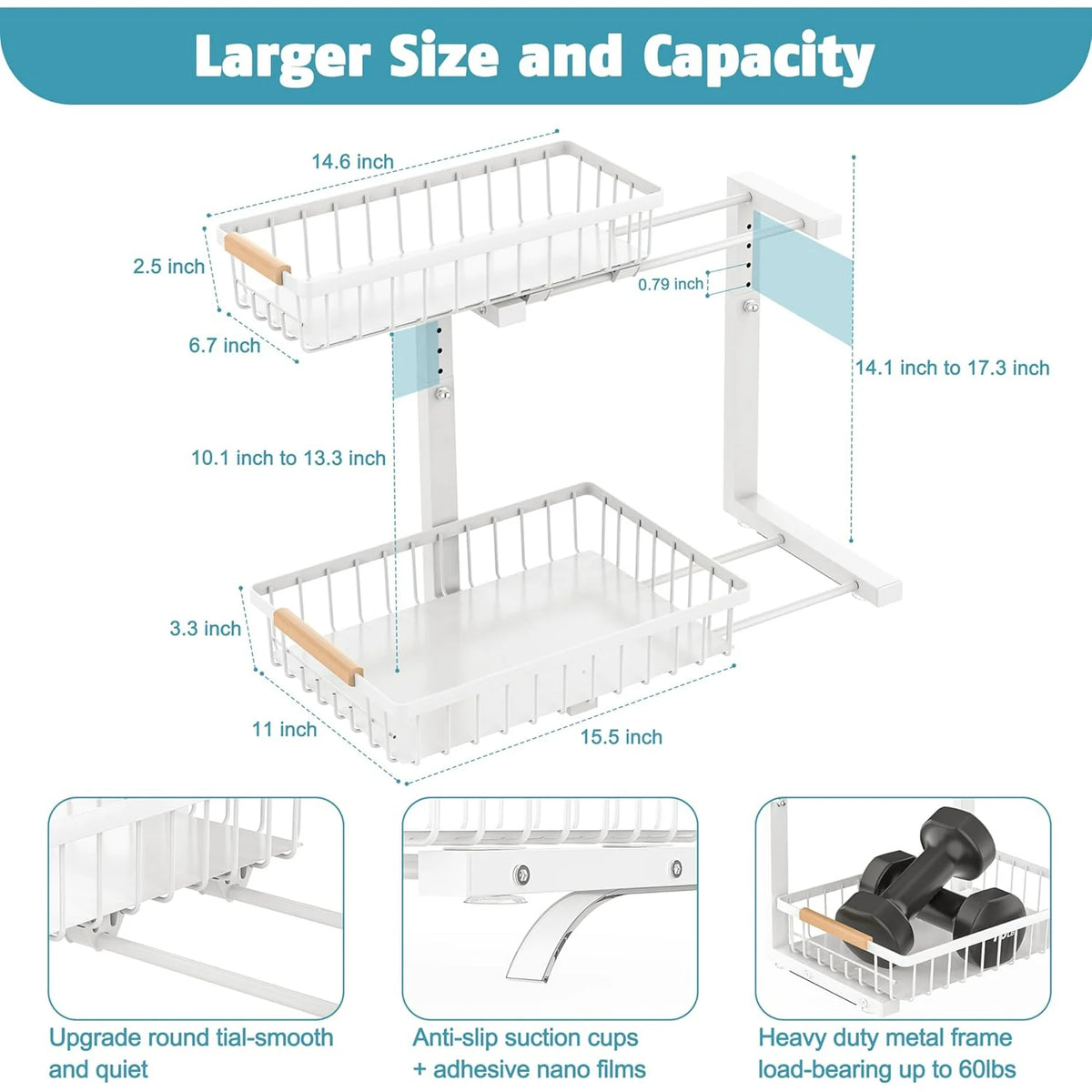 White 2 Pack 2 Tier Slide Out Under Sink Organizer E59088