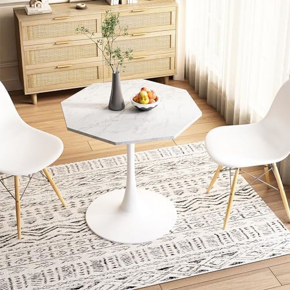 31.50" Modern Octagonal Dining Table with MDF Table Top Metal Base O75185