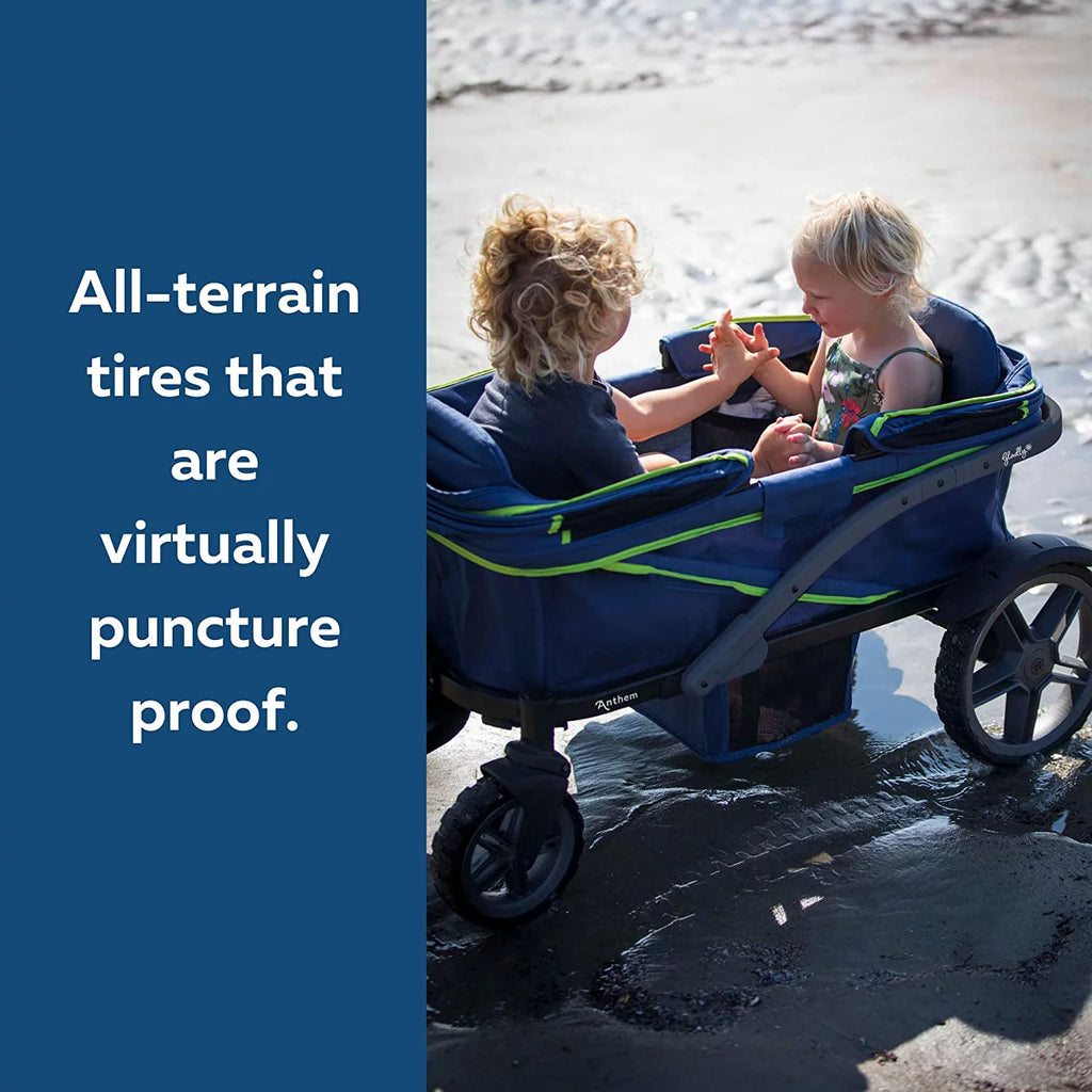 2-Seater Wagon Stroller with Rugged Wheels and Removable Canopy G221