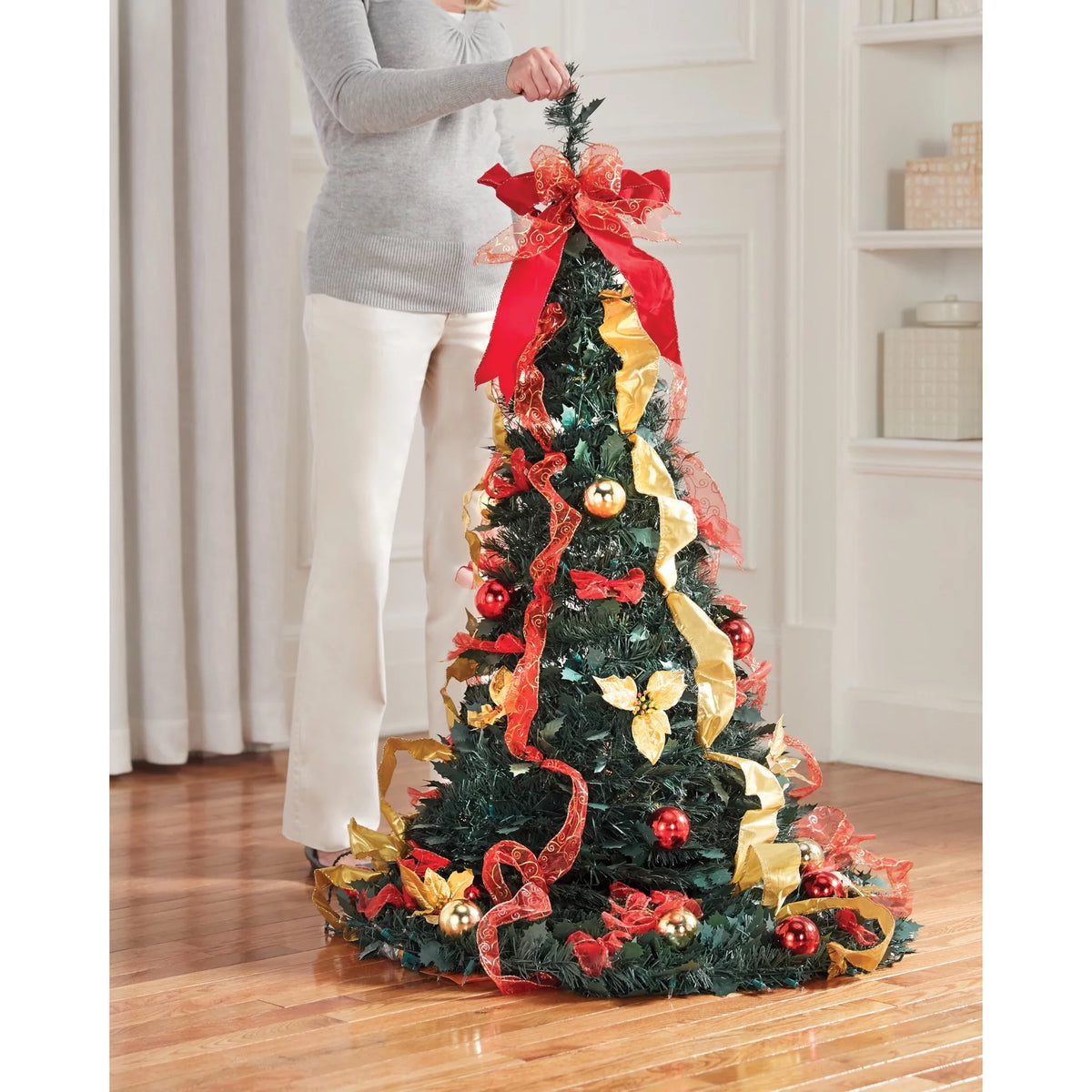 Red White 6 Foot Pre-Lit Christmas Tree E256
