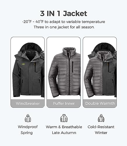 Men's Warm Winter Down Jacket Hooded Waterproof Coat E6453