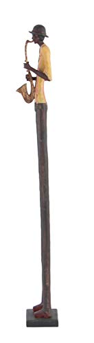 Set of 4 Polystone Decorative Sculptures with Black Base Stand, Brown I330013