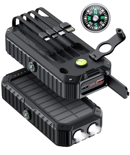40000mAh Solar Power Bank with 4 Cables and Hand Crank C498795