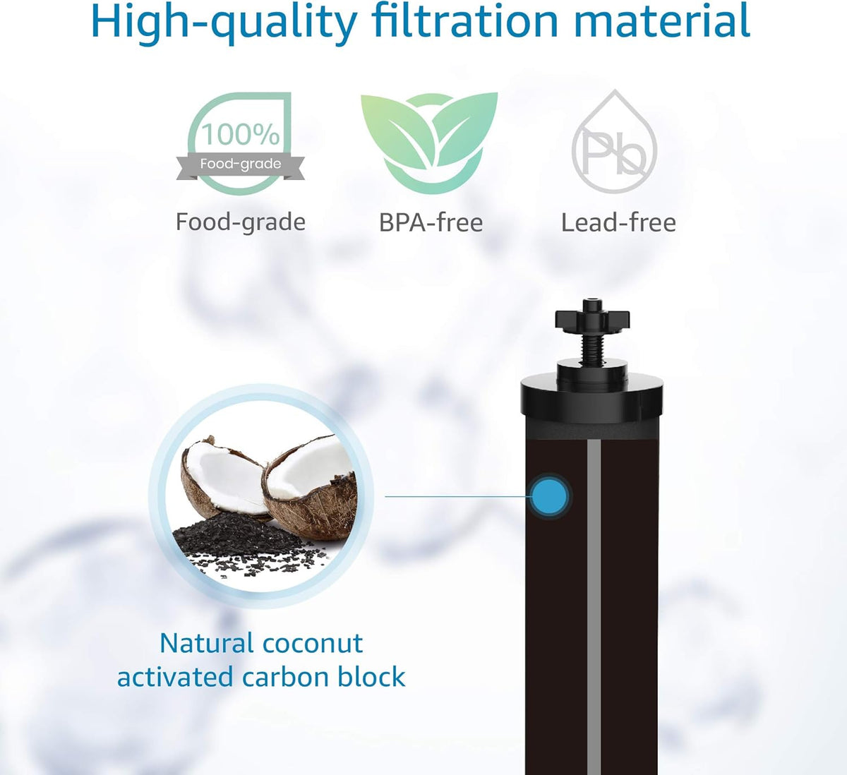 Black Purification Water Filter, Pack of 2 D201