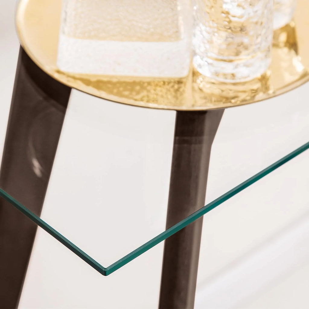 Glass Console Table with Solid Wood Legs I63899