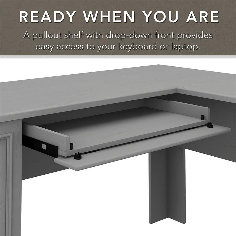 Cape Cod Gray L Shaped Desk with Storage S16563