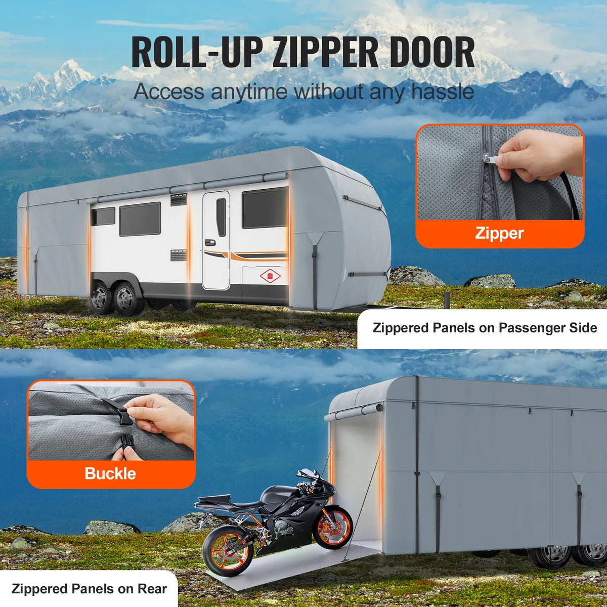 28-30' 4-Layer Non-Woven Fabric RV Cover with Storage Bag and Patches J7275