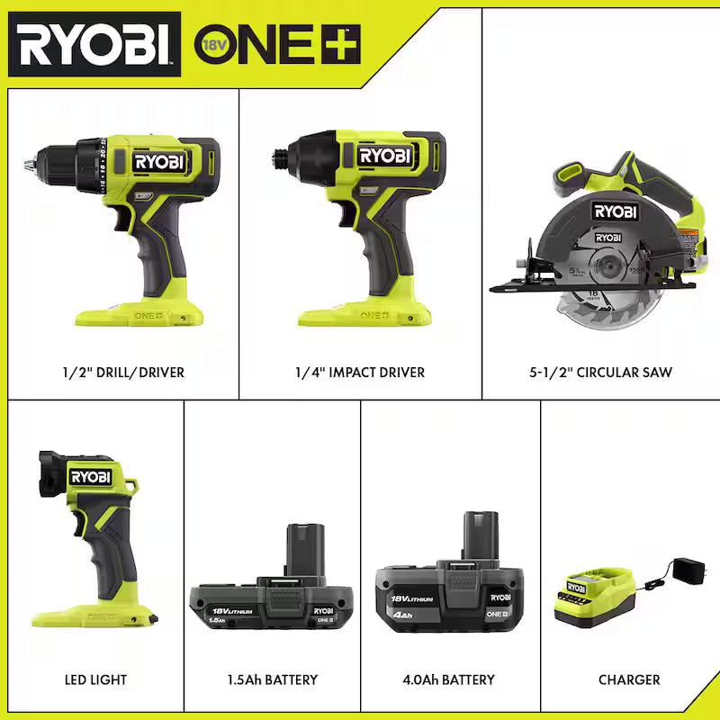 18V Cordless 4-Tool Combo Kit with Battery and Charger S885552