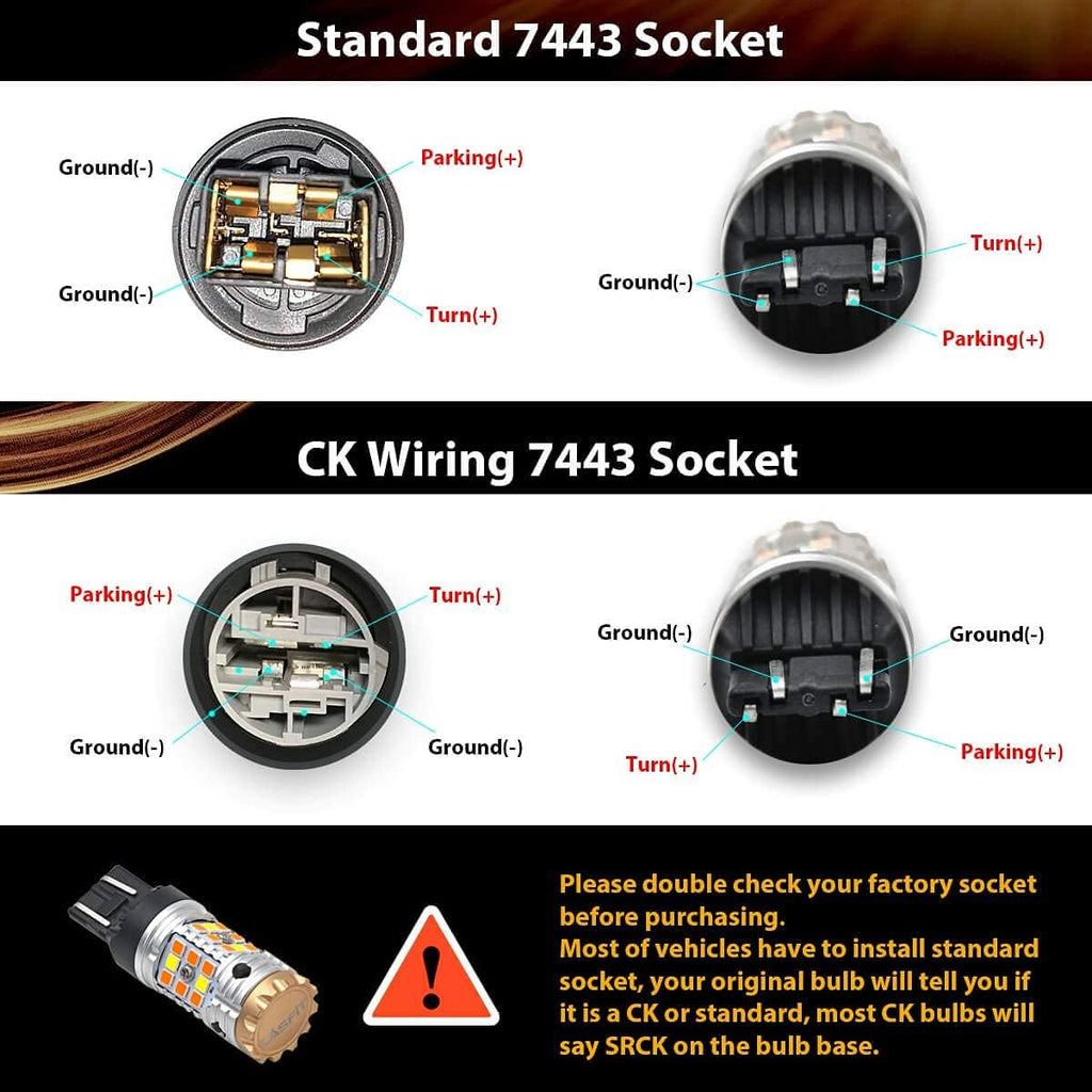 7443 Amber LED Bulb Turn Signal Light 2pcs T88270