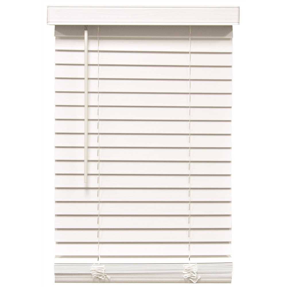 White Cordless Faux Wood Blind H6504