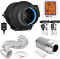 4 Inch 118 CFM Inline Blower Fan Air Carbon Filter, 25 Feet Ducting Hose Variable Speed Controller, Digital Hygrometer Thermometer, 1-Pair Rope Hanger Combo V23718