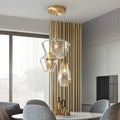 Vintage Glass 3 Light Pendant Lamp Adjustable Height Gold Finish K62958
