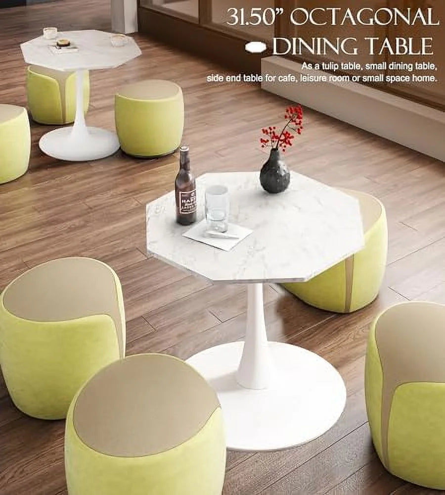 31.50" Modern Octagonal Dining Table with MDF Table Top Metal Base O75185