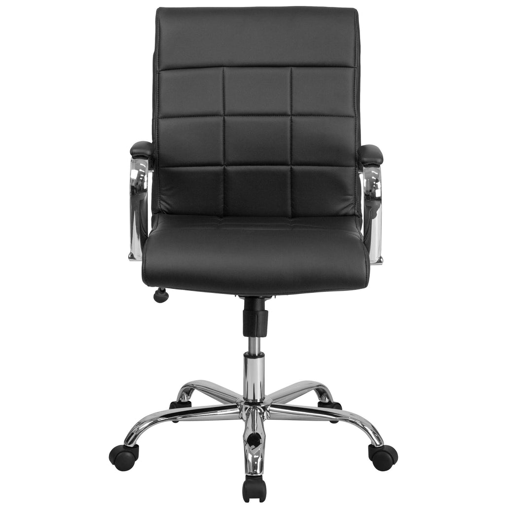 Black and Silver Mid-Back Executive Swivel Office Chair U72000