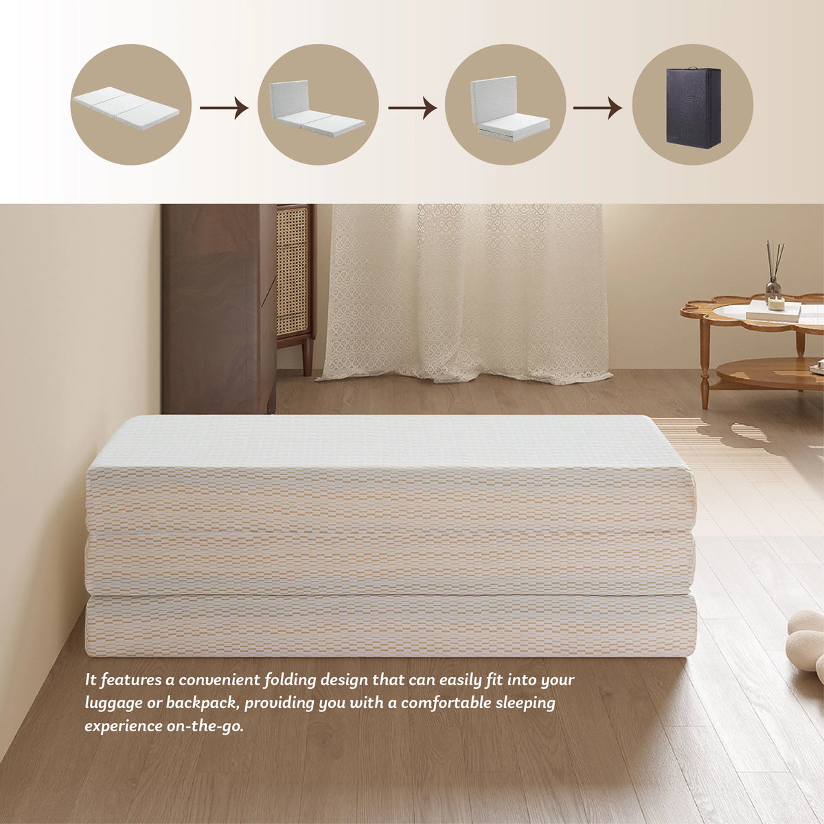 3 inch Twin Size Tri-Folding Memory Foam Mattress E59687