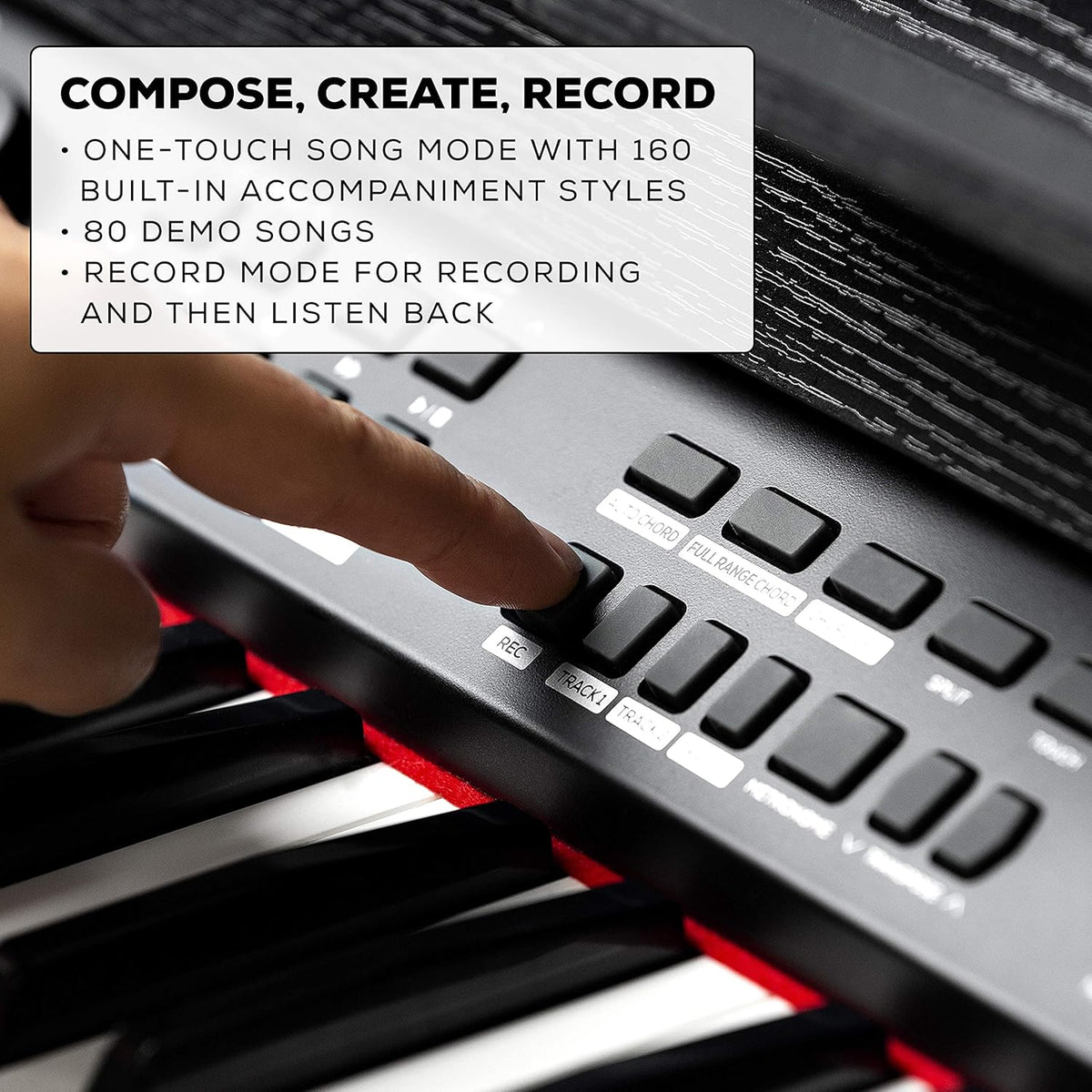 88-Key Digital Piano with Velocity-Sensitive Keys and Built-In Speakers F103