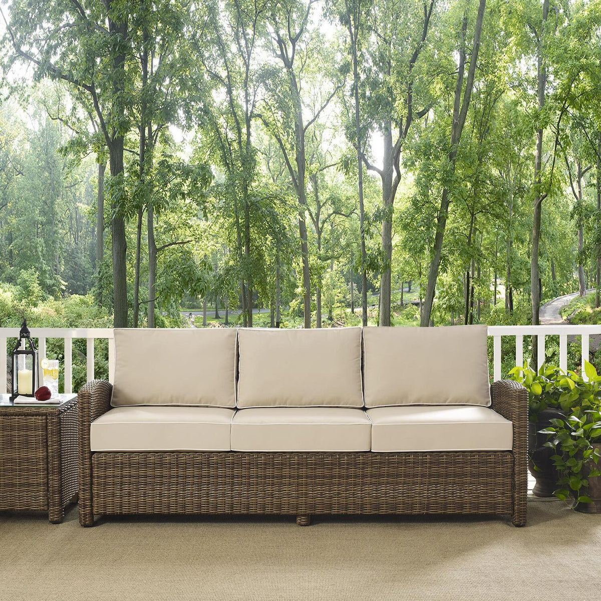 Sangria/Weathered Brown Outdoor Wicker Sofa L571097