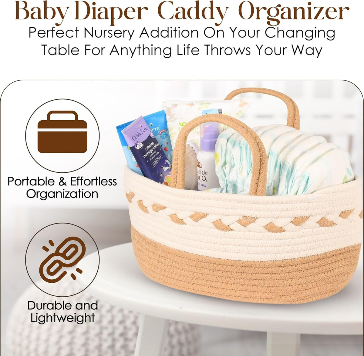 Baby Changing Basket with Thick Foam Mattress, Waterproof Cover, Storage Bag X2321