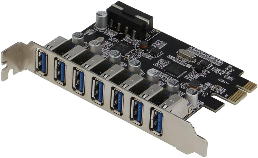 PCIE 7 Port USB 3.0 Adapter Card with Molex Power Connector G7282