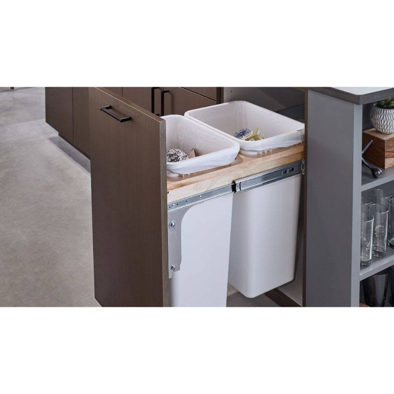 Double 35 Quart Top Mount White Waste Container P5795
