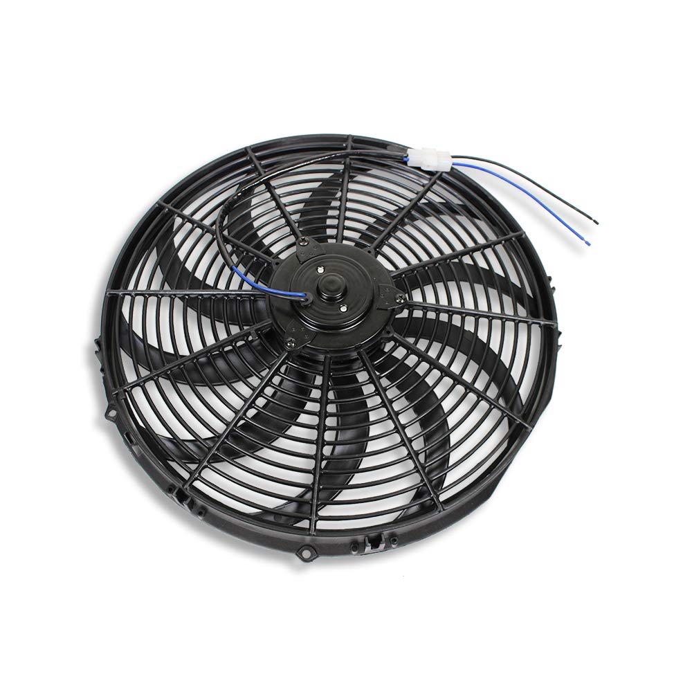 16 Inch 12V 3000 CFM Electric Radiator Cooling Fan with Mounting Kit & Thermostat Relay Kit Pack of 2 W120402