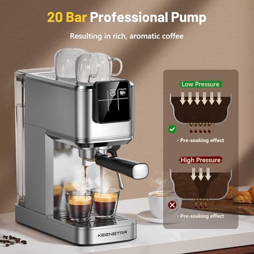 Espresso Coffee Machine with Milk Tank, 20Bar, Touch Screen, Steam Wand H84520