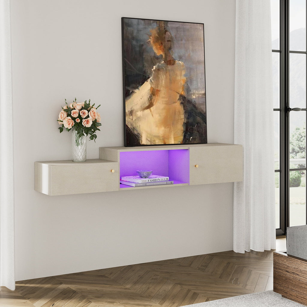 Wall Mounted TV Stand with Storage and Lights F43496
