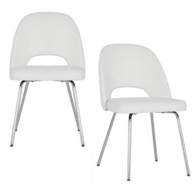 Faux Leather Side Chair in White J63519