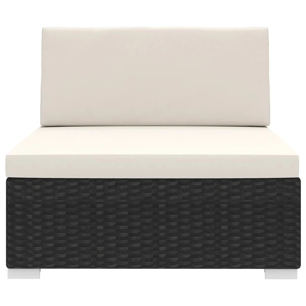 Poly Rattan Black Sectional Middle Seat with Cushions Y4044