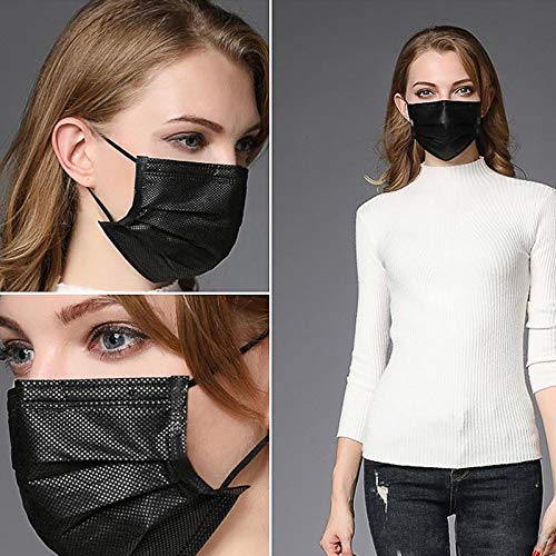 100PCS 3 Ply Black Disposable Face Mask O75467