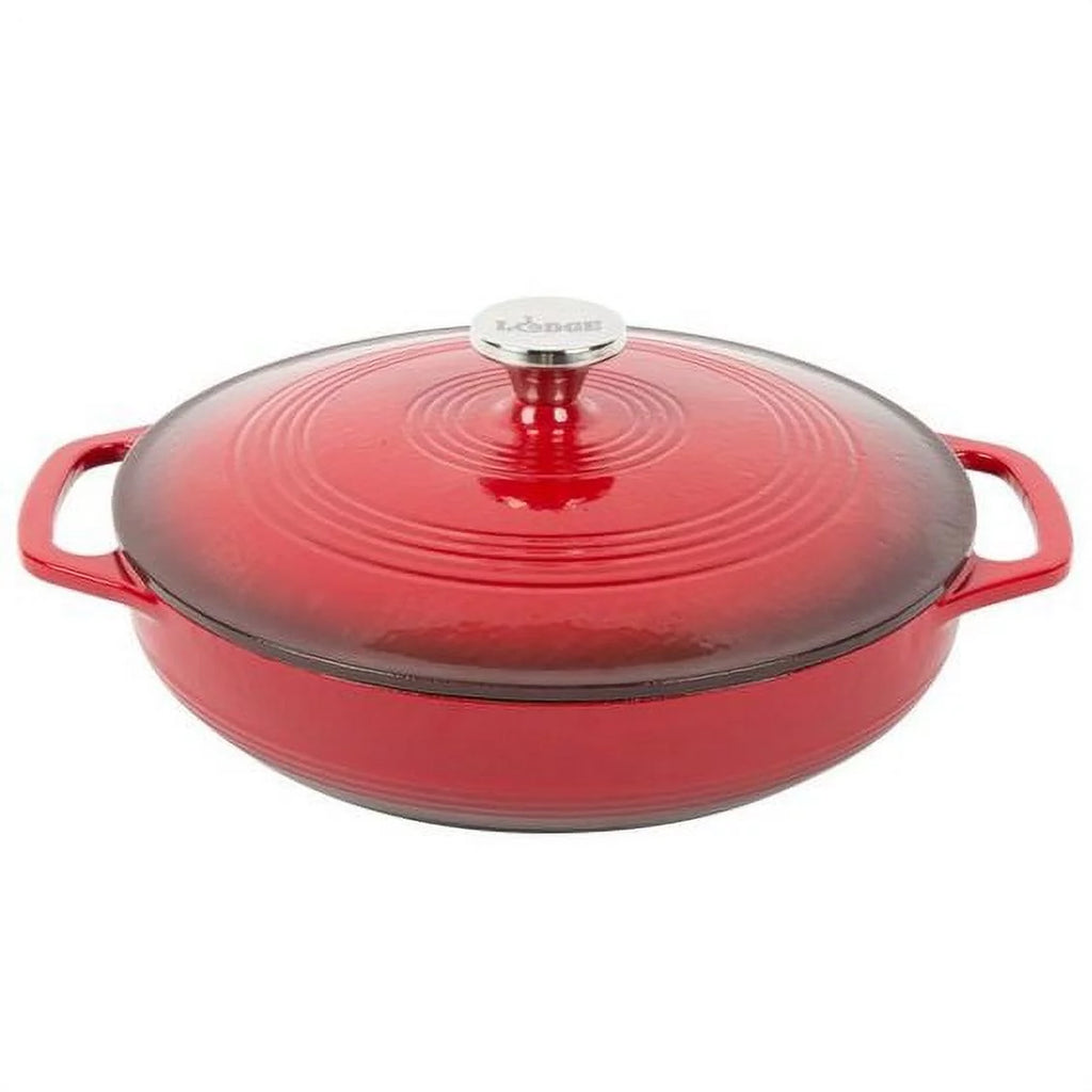 Red Enameled Cast Iron Covered Casserole P881