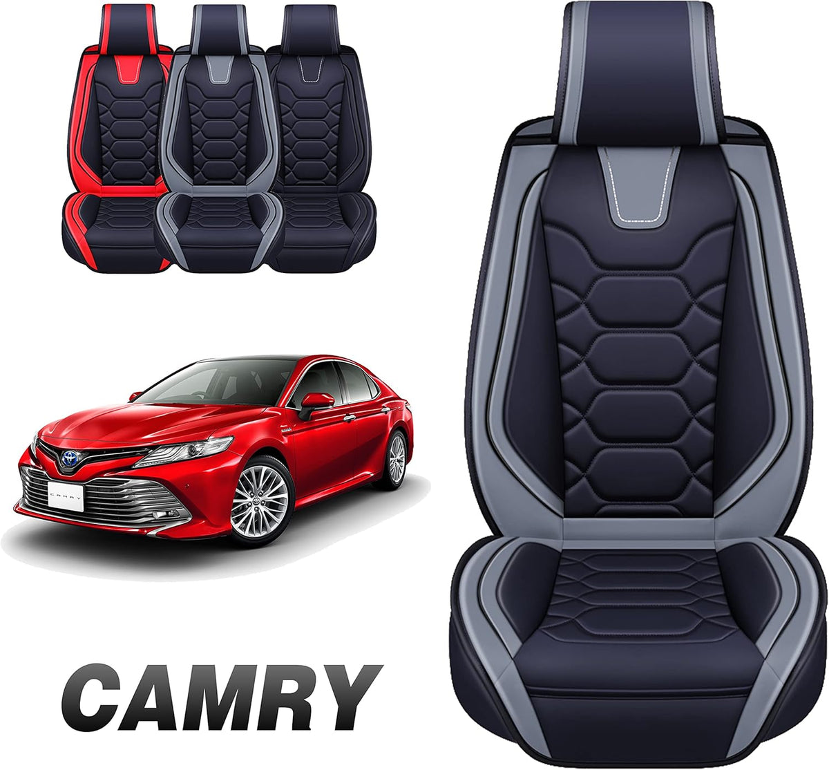 Black&RED Leather Seat Cover Full Set B29841