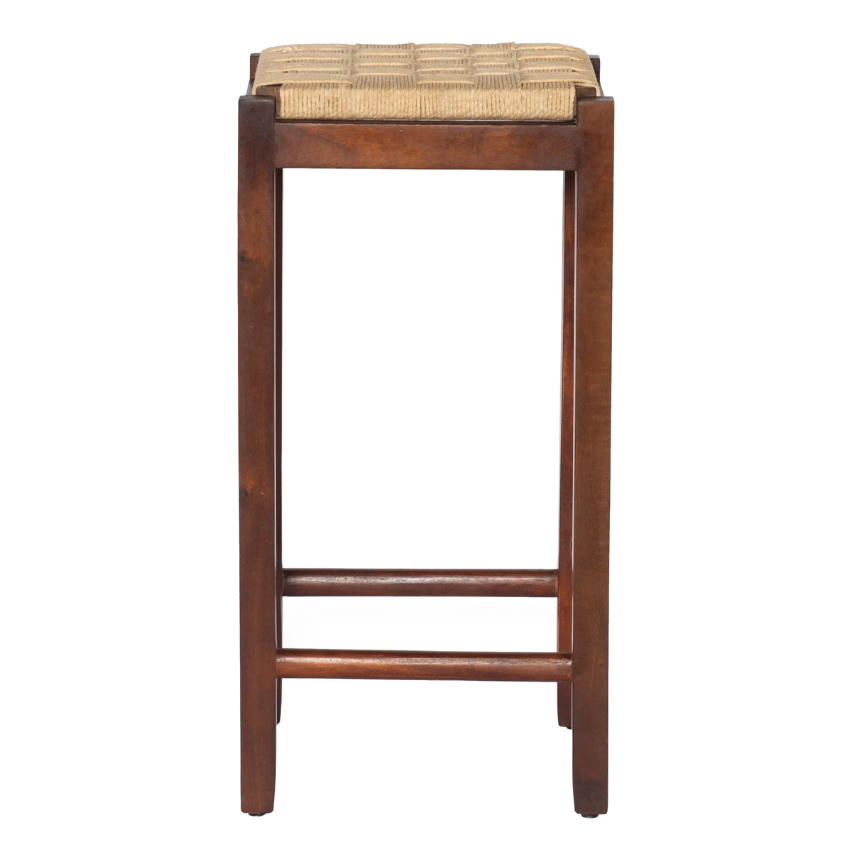 32 Inch Mango Wood Barstool with Rope Weaved Seat M731942